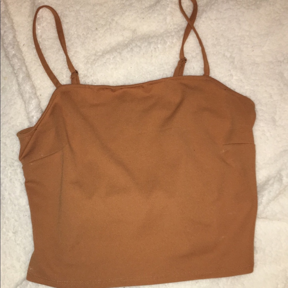 orange-ish brown cropped tank top